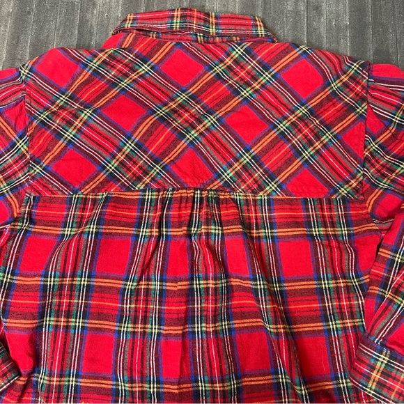 CM Company Vintage Button Down Red Flannel Plaid Long Sleeve Top - Picture 4 of 8